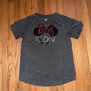 Disney Gray Tee with Red Sequin Bow